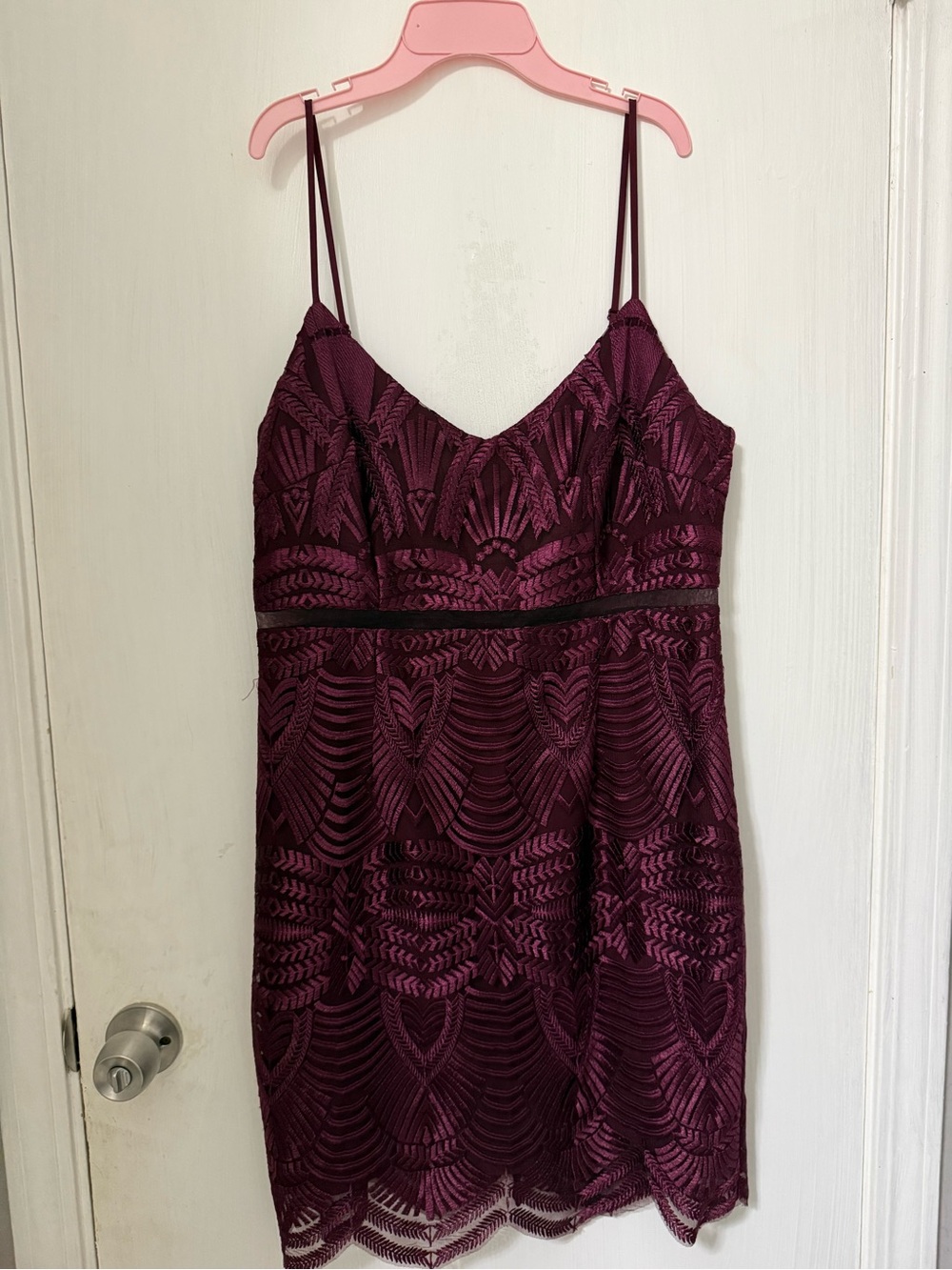 Guess Burgundy Lace Spaghetti Strap Dress